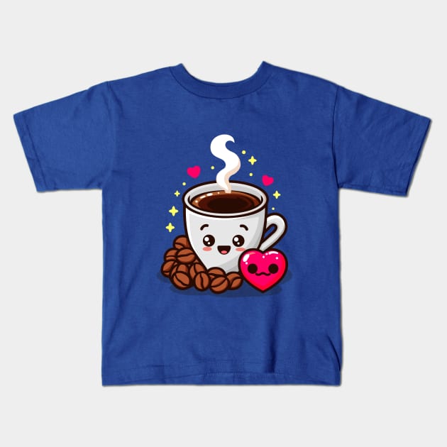 Cute Black Coffee with Love Kids T-Shirt by Arief Uchiha